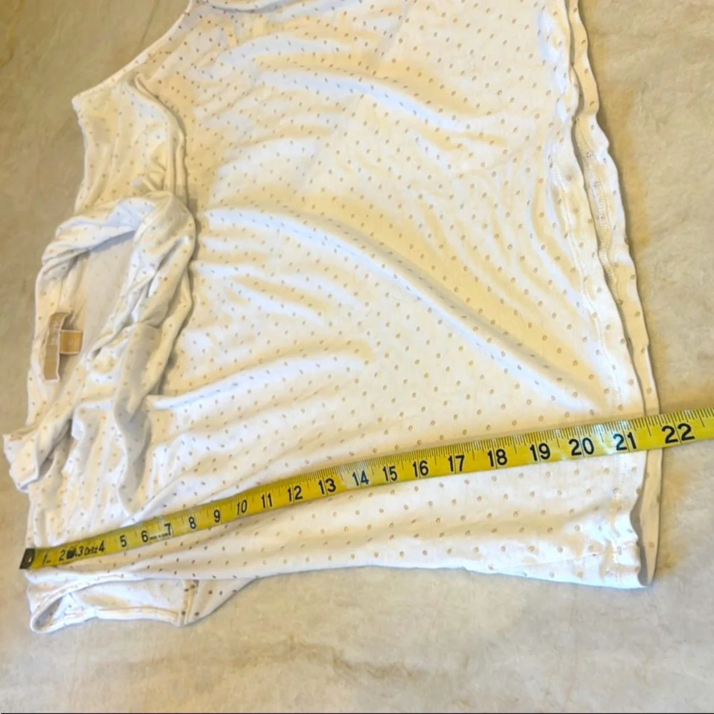 Michael Kors White Pearl Dot Cowl Neck Sleeveless Blouse XL Chic Elegant Designe
